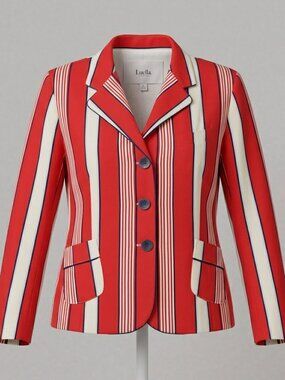 Luella for Target Striped Blazer Red White Blue Nautical Preppy Jacket XL